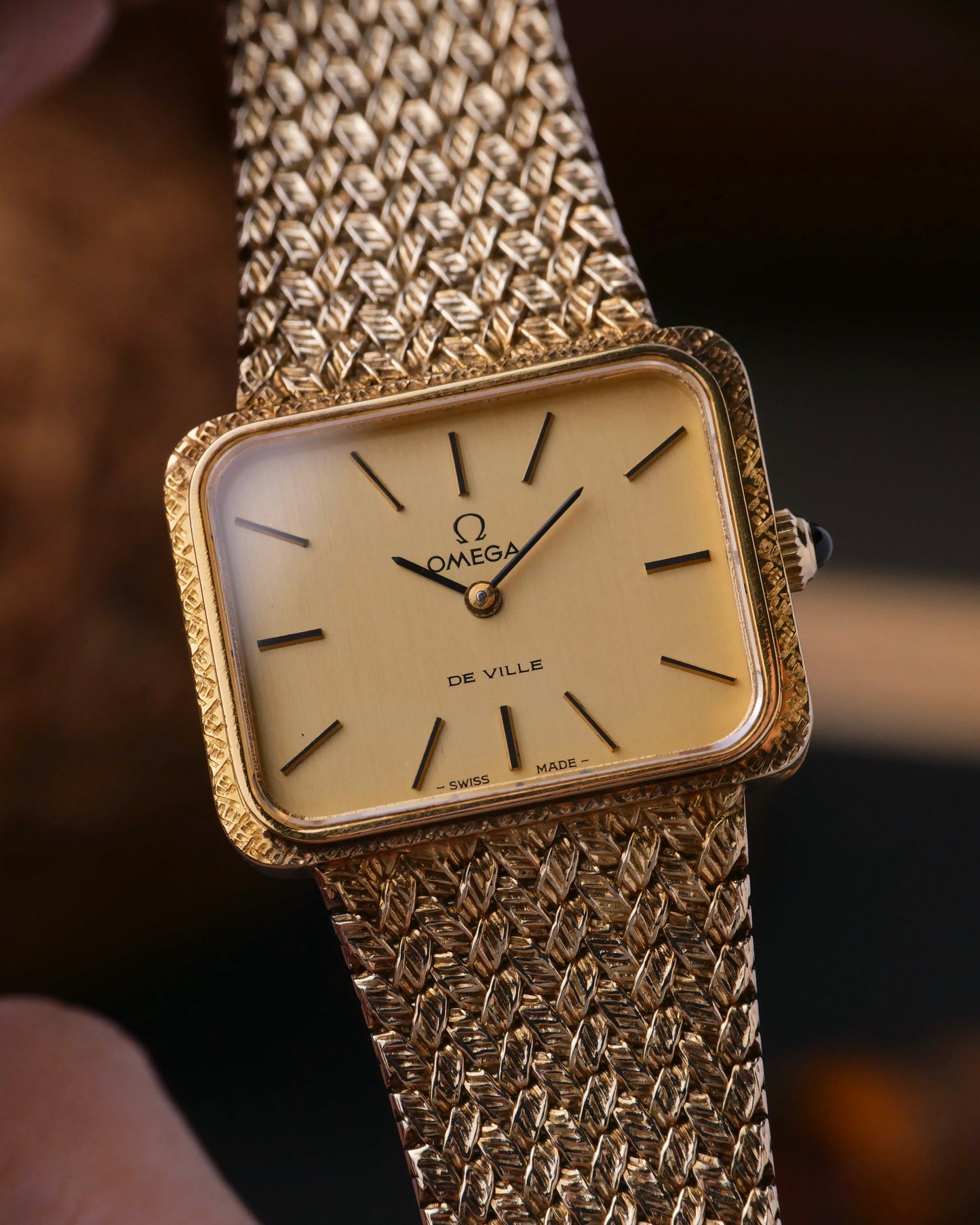Omega De Ville Engraved “TV” Case Woven Bracelet Ref. 511.0504 (circa 1978)
