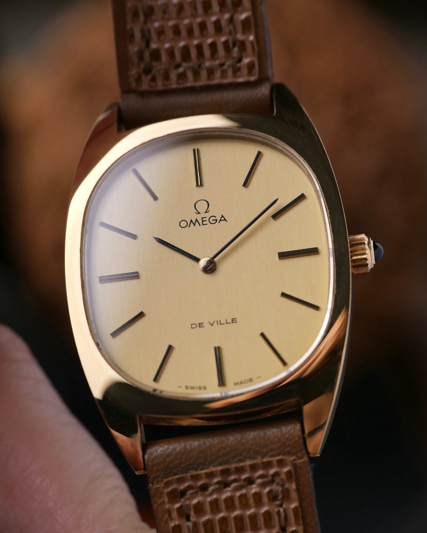 Omega De Ville “Tonneau Ellipse” Champagne Dial w/ Box & Papers Ref. 111.0131 (circa 1978)