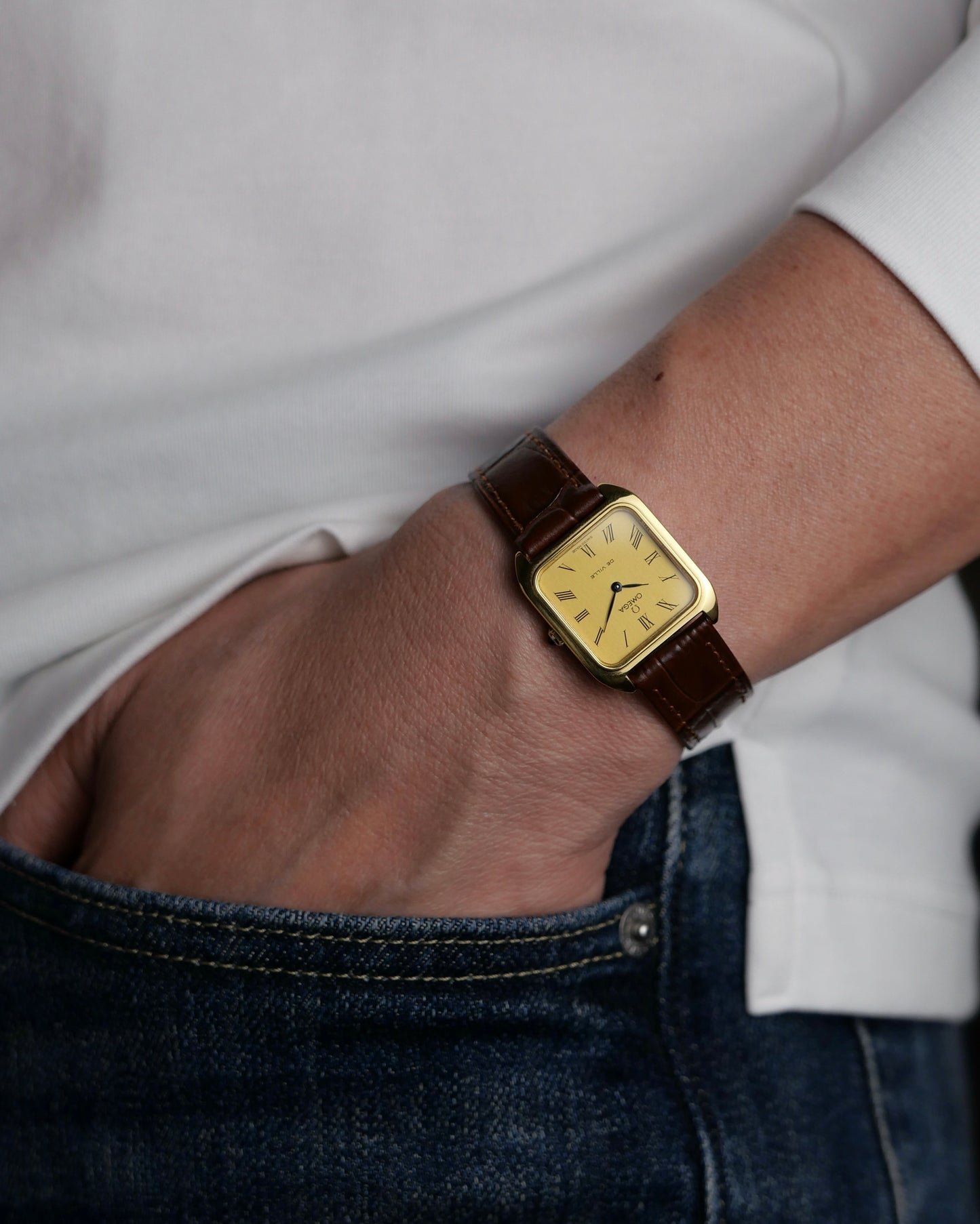 Omega De Ville “Cushion Square” Brushed Golden Dial Ref. 511.0502 (circa 1977)