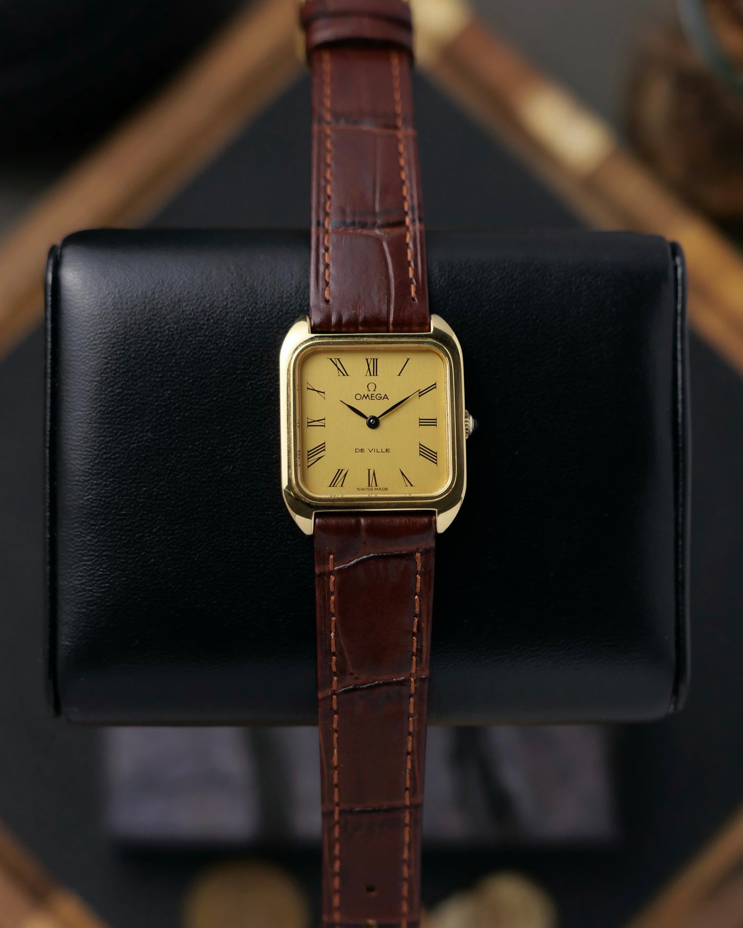 Omega De Ville “Cushion Square” Brushed Golden Dial Ref. 511.0502 (circa 1977)