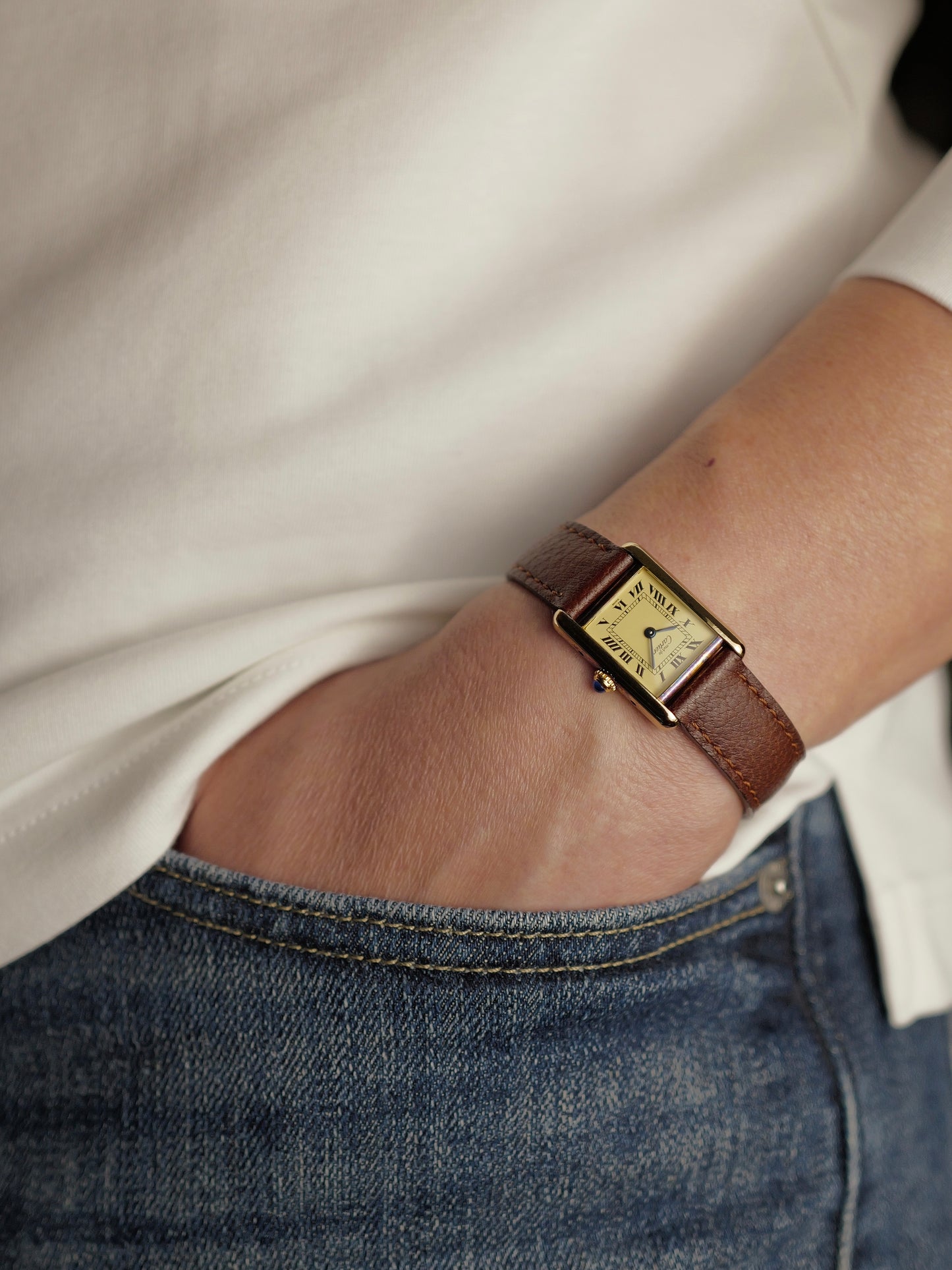 Cartier Must de Cartier Tank Vermeil “Lemon Roman” SM Ref. 71615 (circa 1970s)