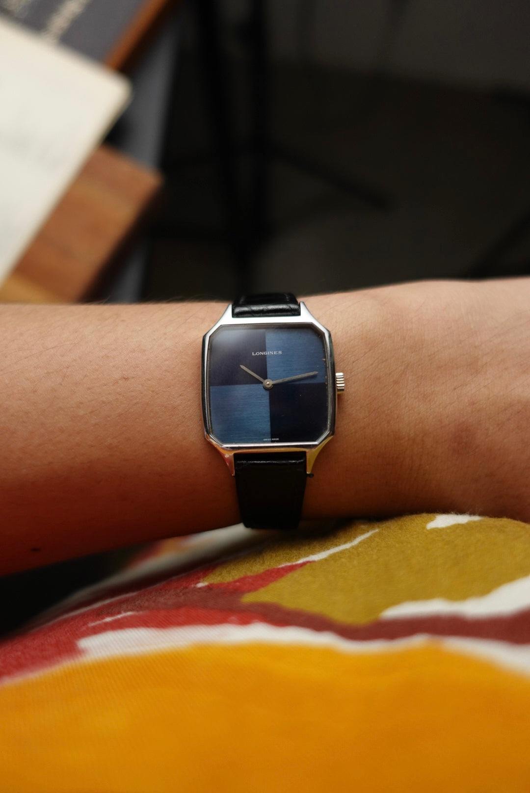 Longines sunburst blue checkered Dial Manual winding