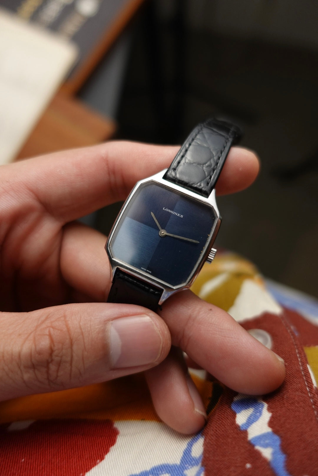 Longines sunburst blue checkered Dial Manual winding