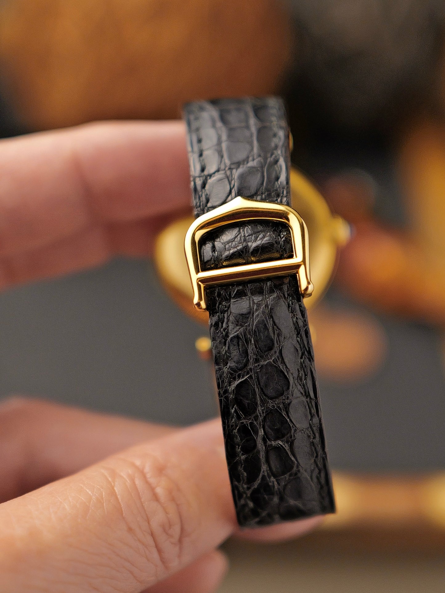 Cartier Vendôme Vermeil Black Gilt Semi-Roman Dial Ref. 590003 (circa early 1980s)