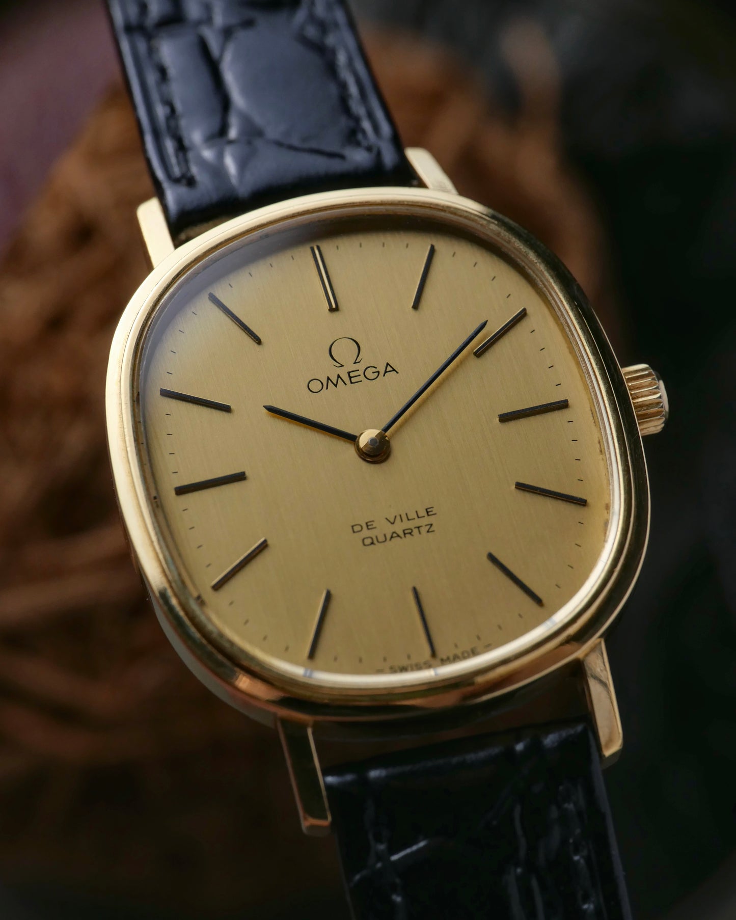Omega De Ville “Ellipse” Brushed Golden Dial Travel Watch Ref. 191.0046 (circa 1980s)