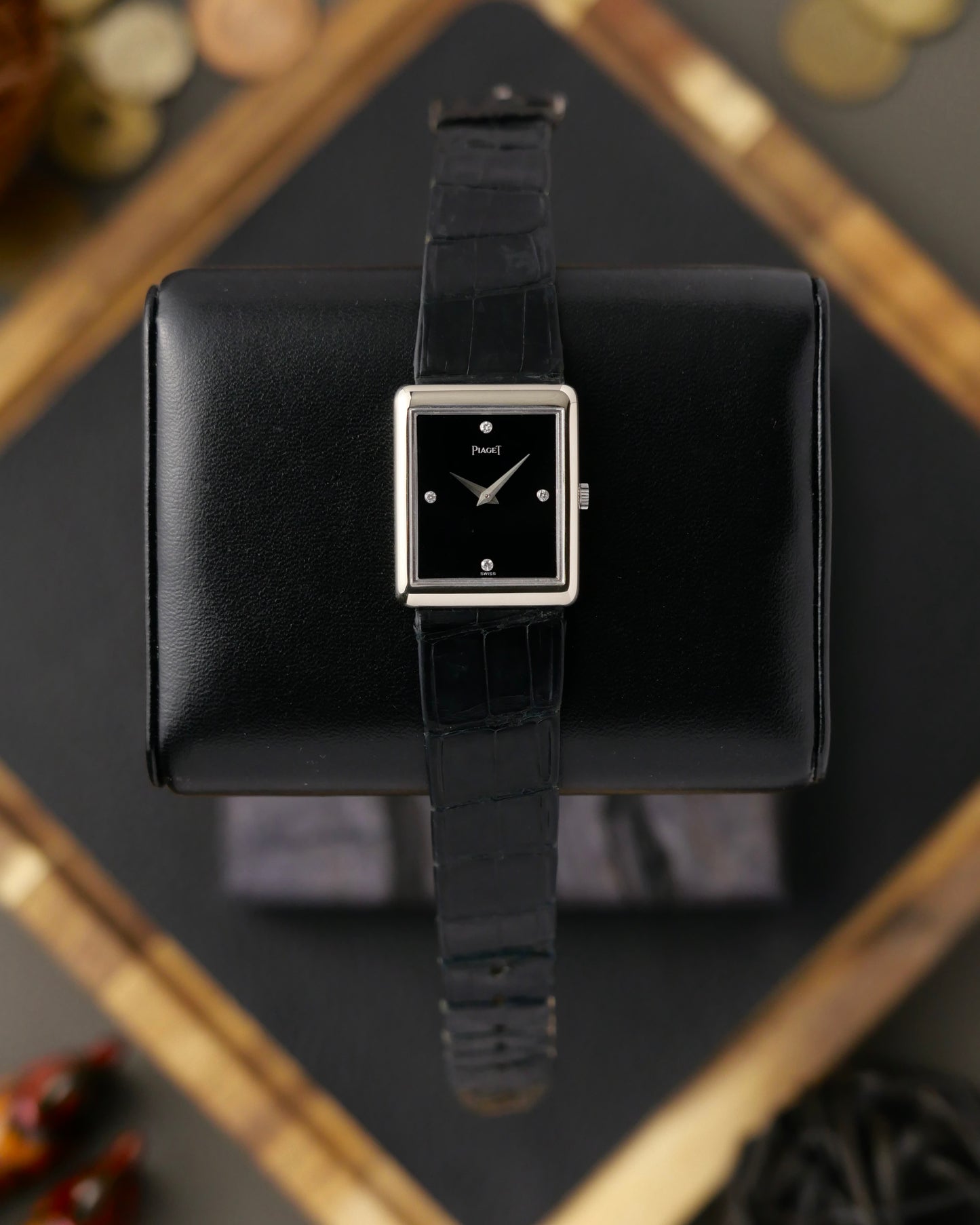 Piaget Protocole Onyx Diamond 18K White Gold Ultra-Thin Ref. 9150 (Circa 1980s)