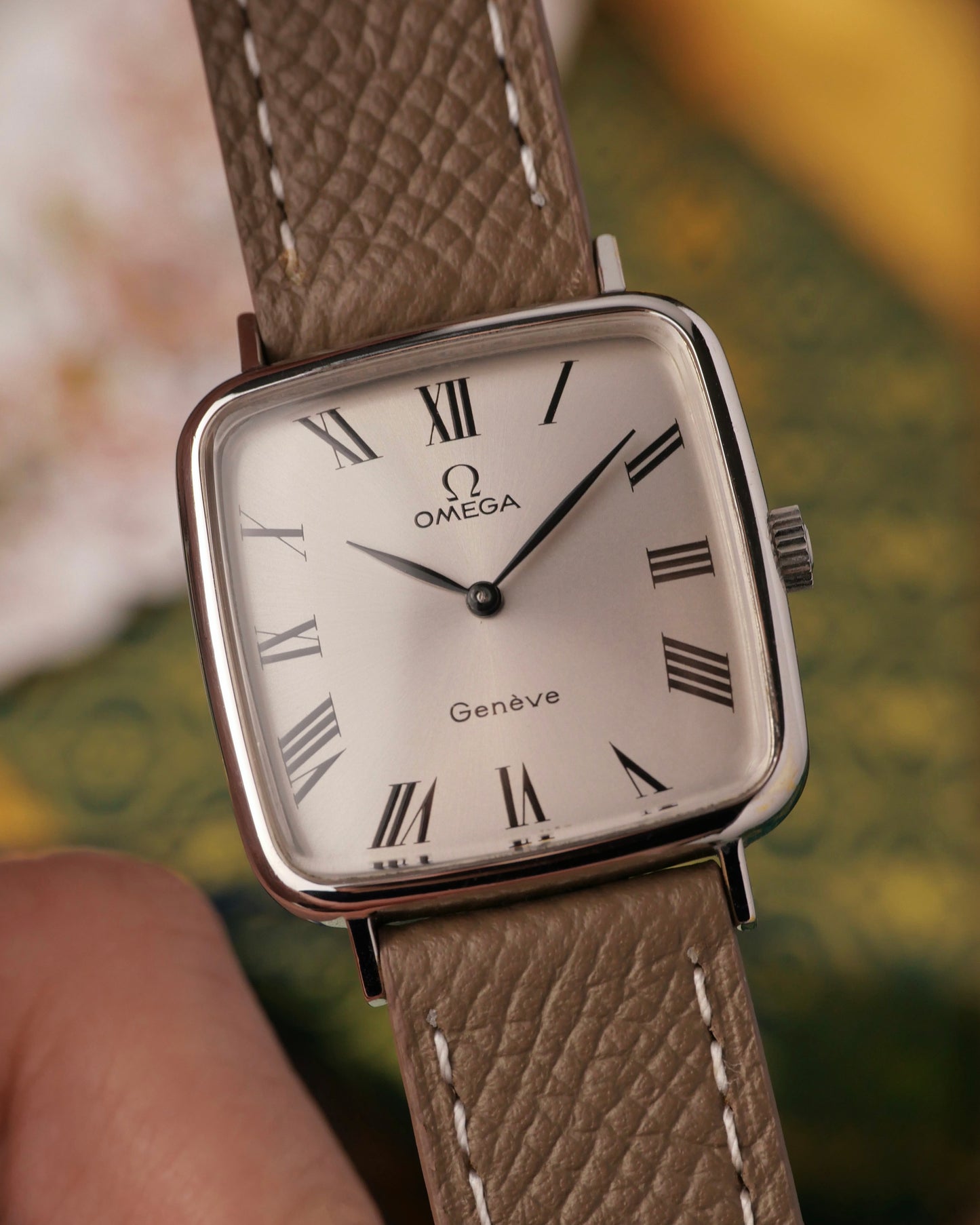 Omega Genève “Square TV” Sunburst Silver Dial Ref. 511.0415 (circa 1974)