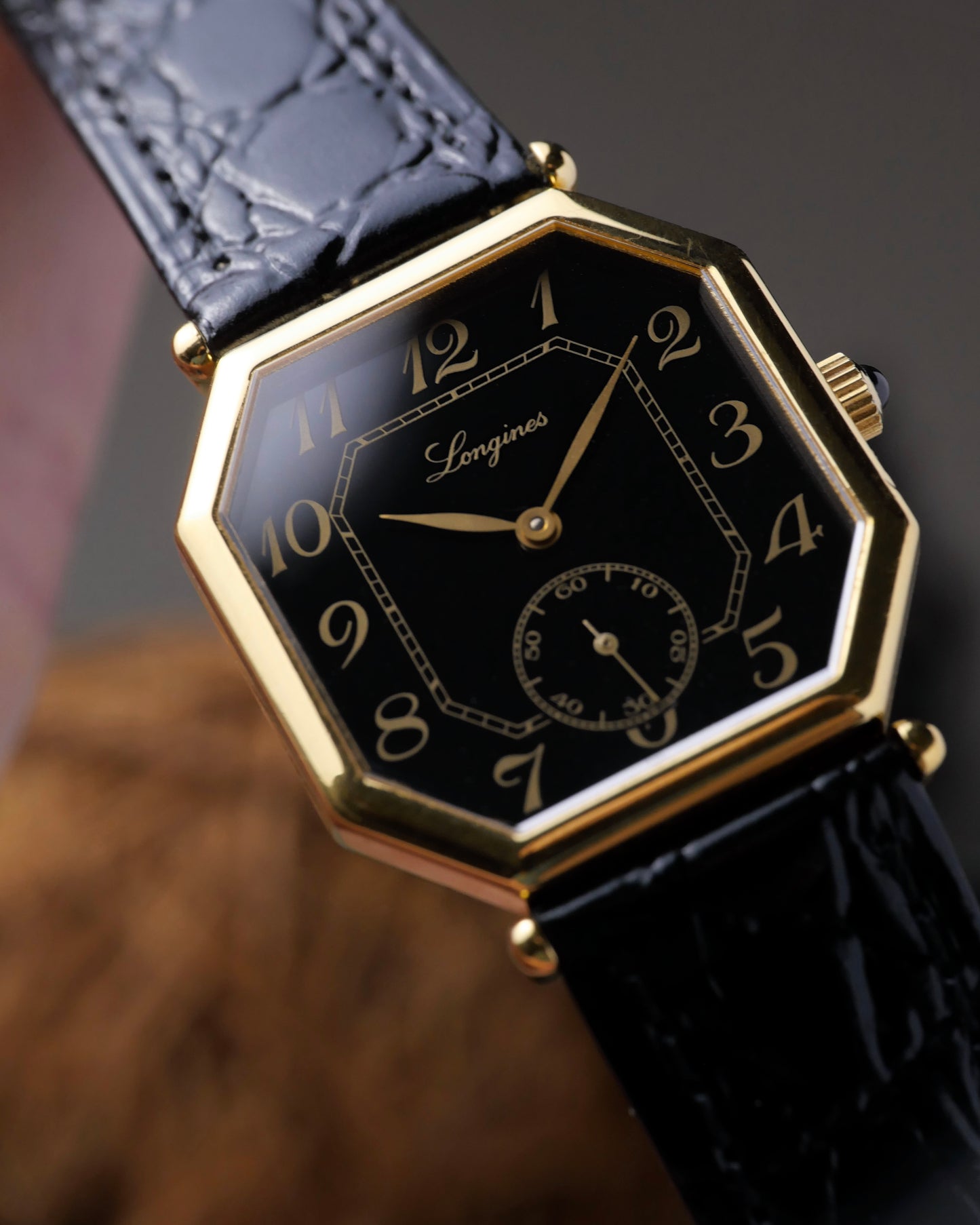 Longines “Octagon Breguet” Black Gilt Ref. 3209 (circa 1980)
