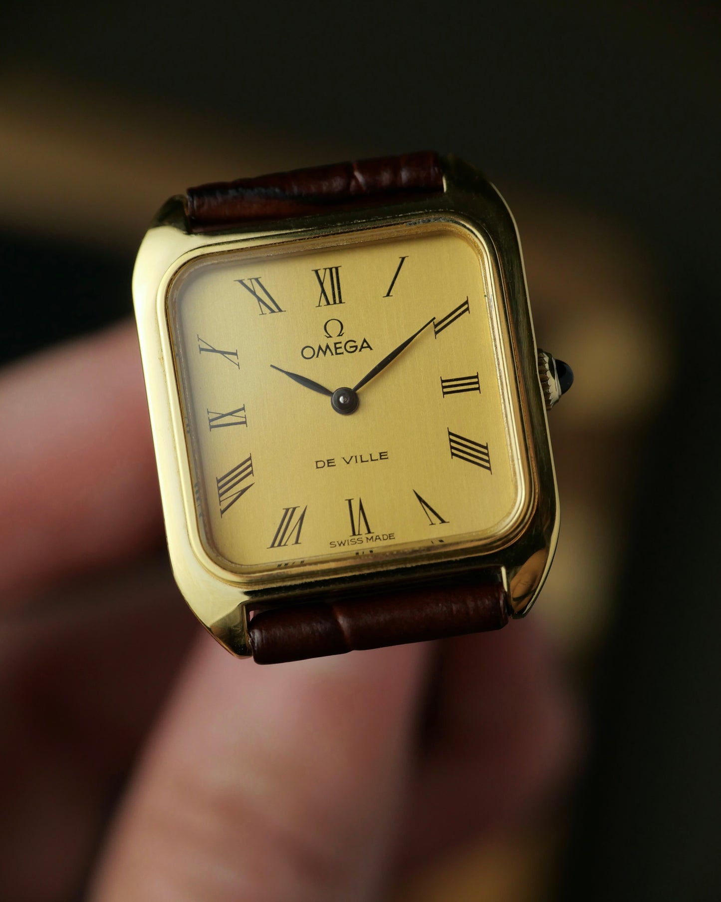 Omega De Ville “Cushion Square” Brushed Golden Dial Ref. 511.0502 (circa 1977)