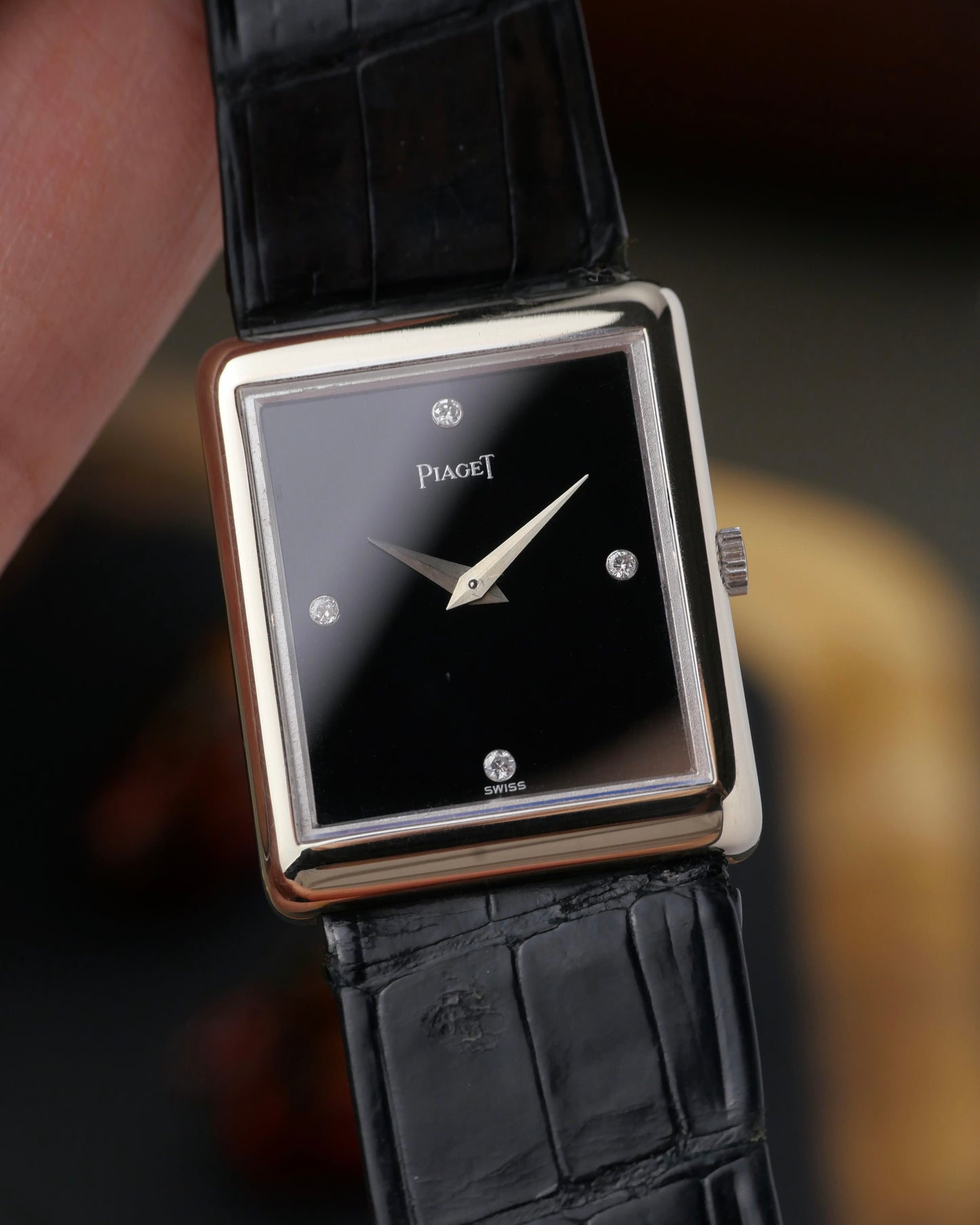 Piaget Protocole Onyx Diamond 18K White Gold Ultra-Thin Ref. 9150 (Circa 1980s)