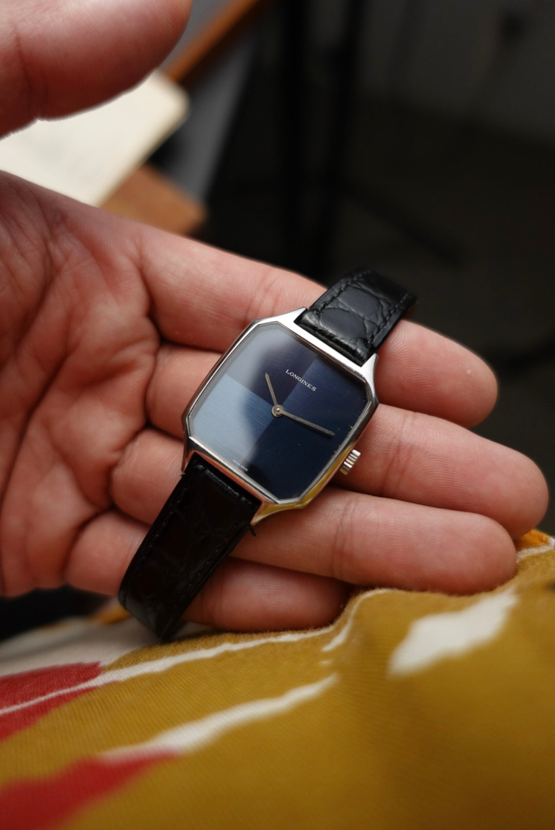 Longines sunburst blue checkered Dial Manual winding