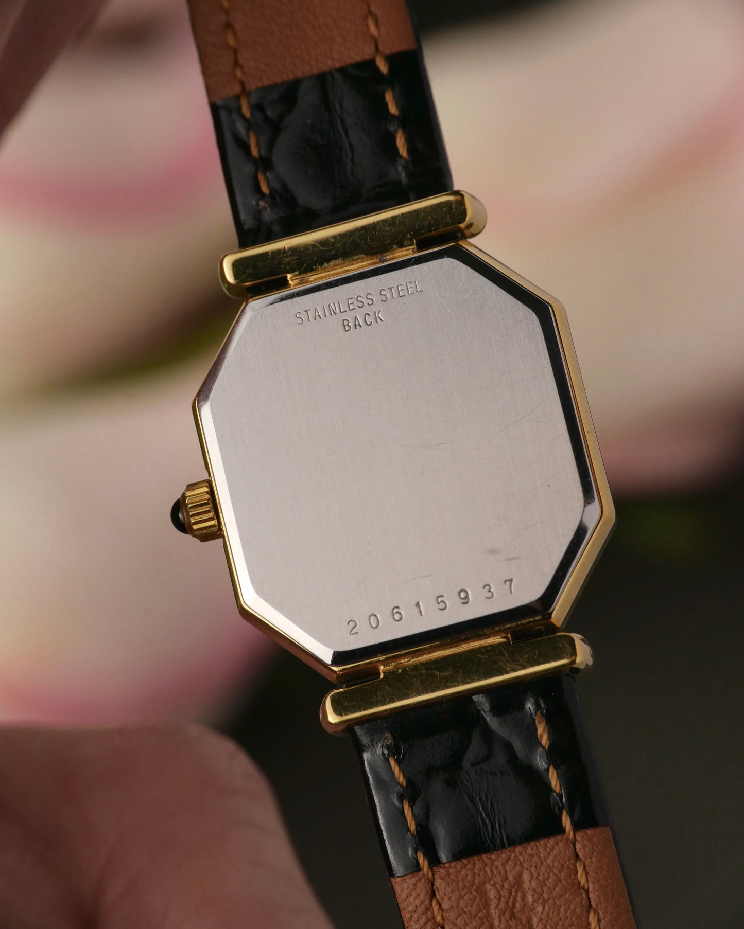 Longines “Mini Octagon Black Gilt Roman” Ref. 3208 (circa 1980s)
