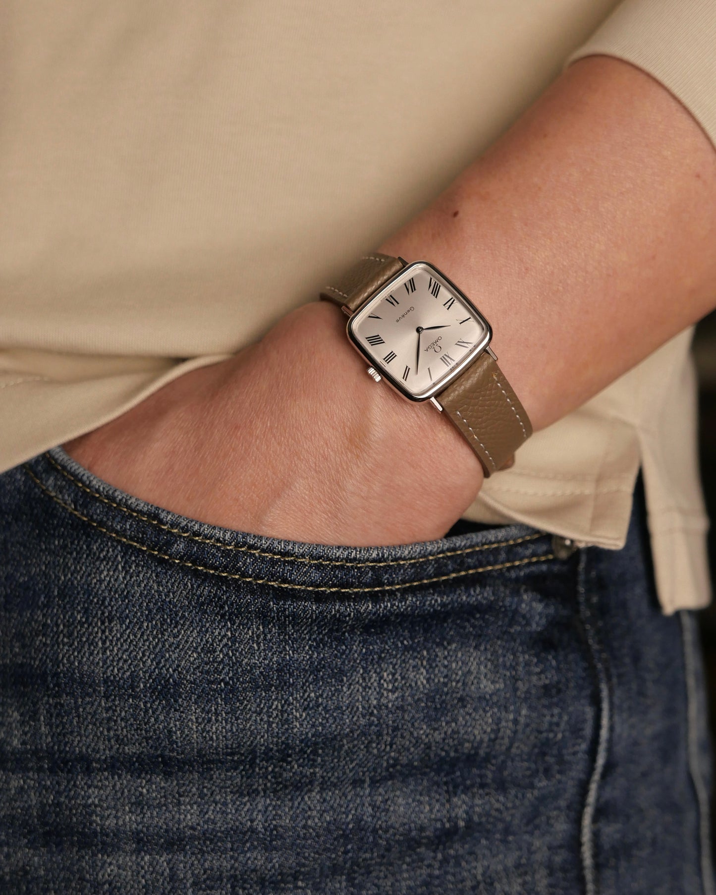 Omega Genève “Square TV” Sunburst Silver Dial Ref. 511.0415 (circa 1974)