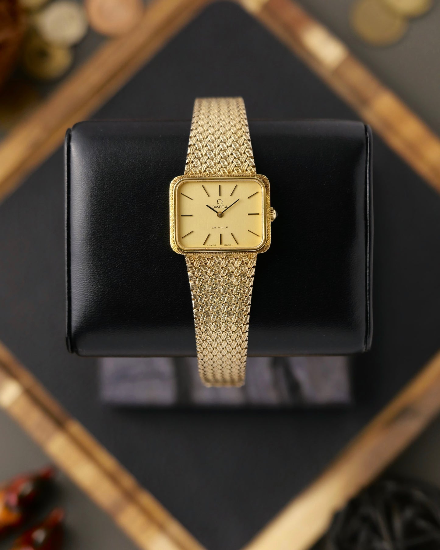 Omega De Ville Engraved “TV” Case Woven Bracelet Ref. 511.0504 (circa 1978)