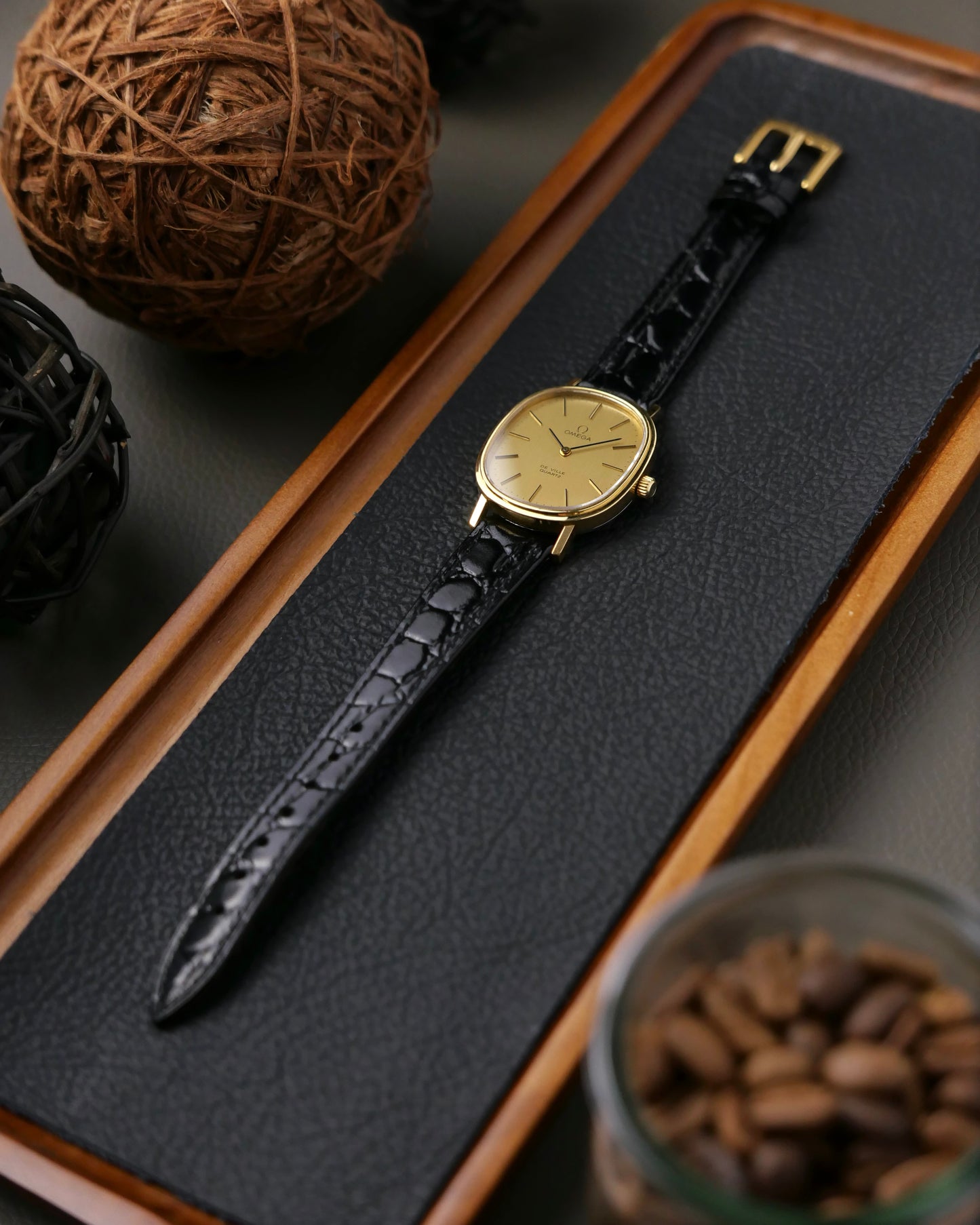 Omega De Ville “Ellipse” Brushed Golden Dial Travel Watch Ref. 191.0046 (circa 1980s)