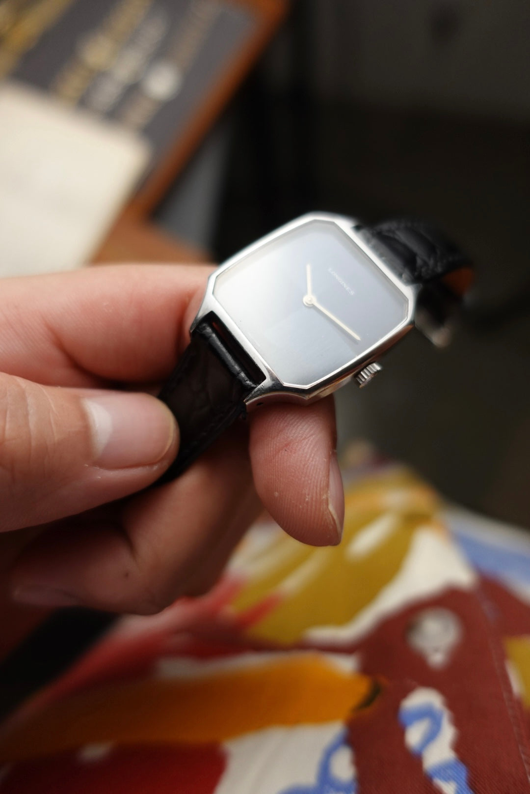 Longines sunburst blue checkered Dial Manual winding