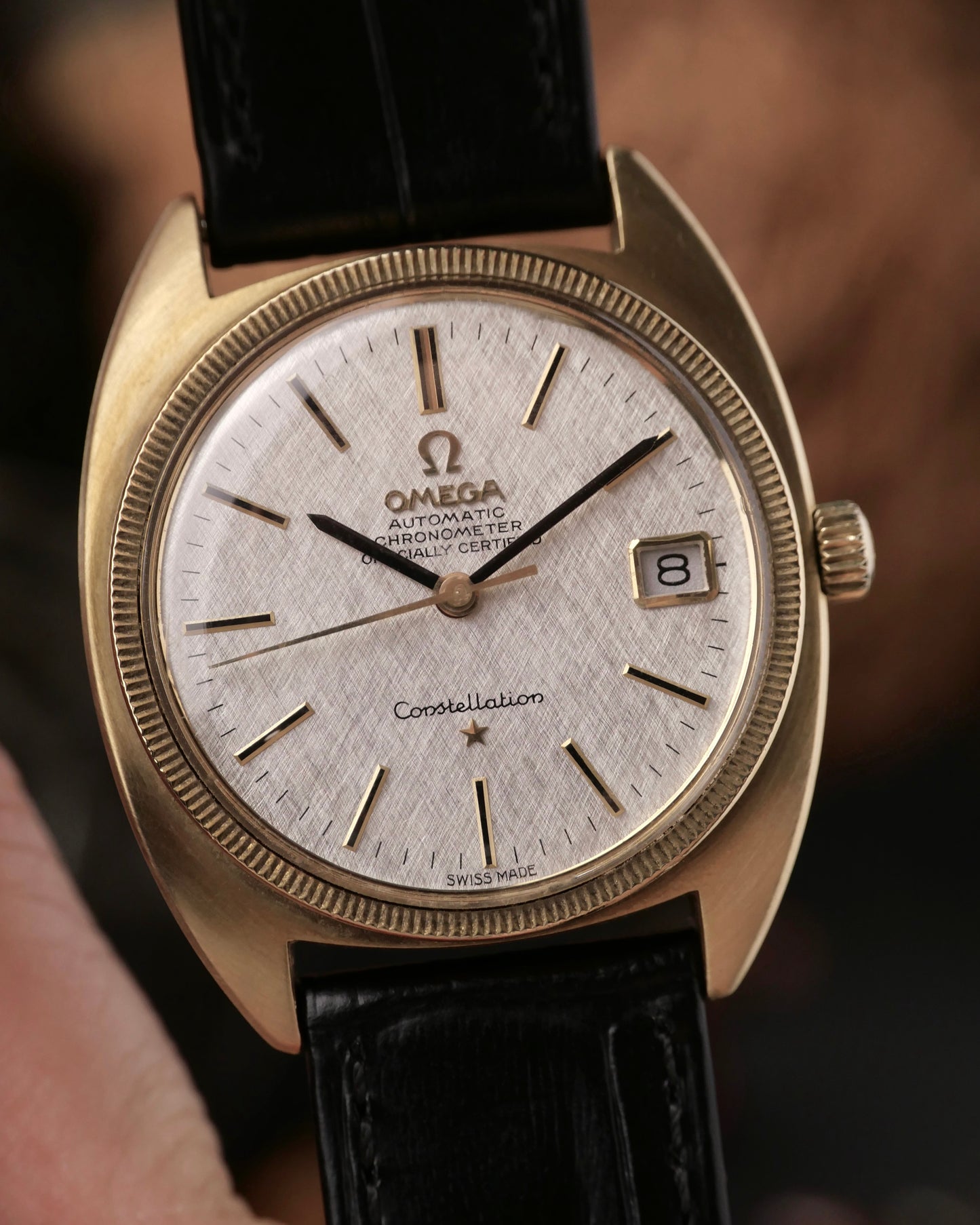 Omega Constellation Gold “C” Case Silver Linen Dial Ref. 168.027 (circa late 1960s)