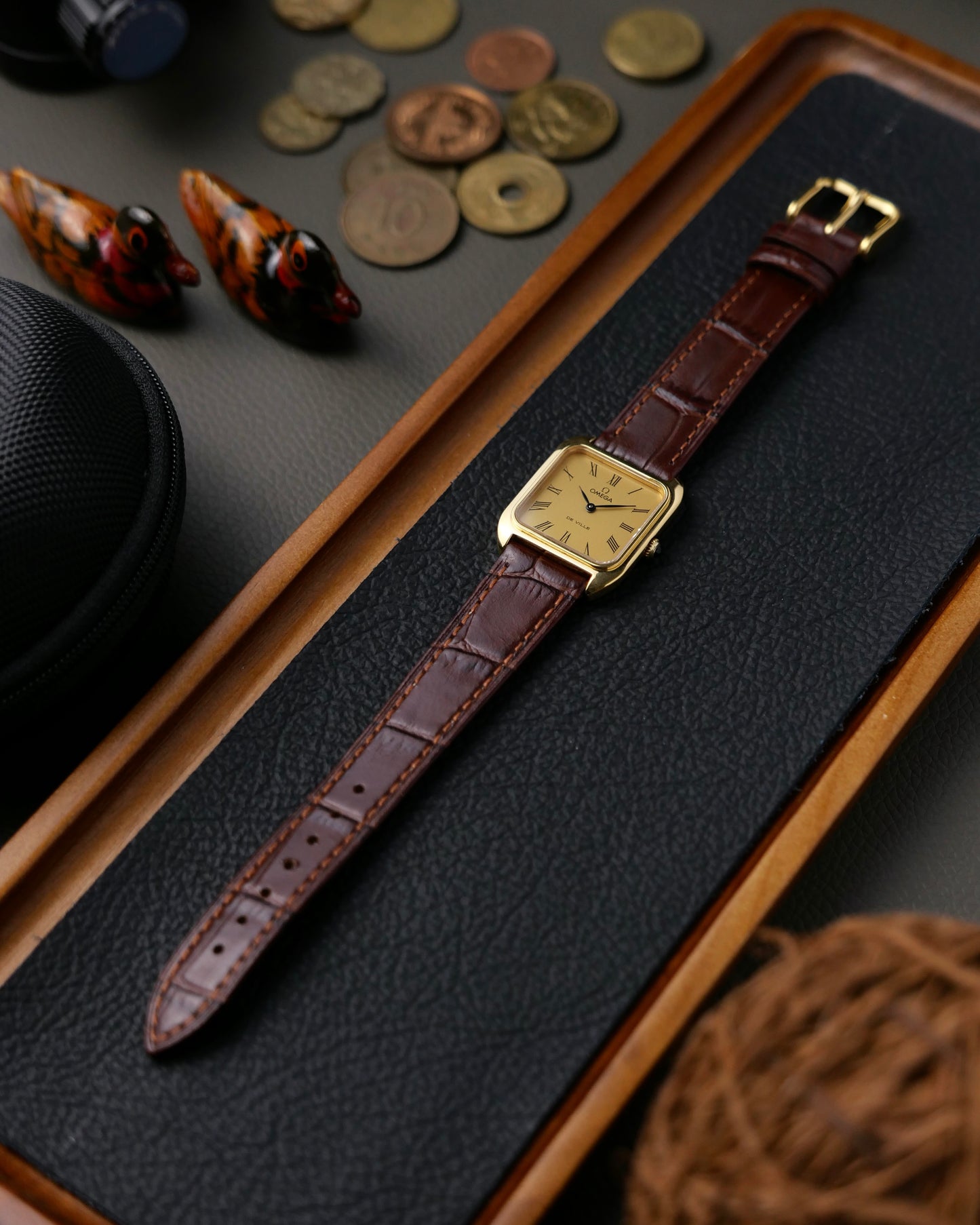 Omega De Ville “Cushion Square” Brushed Golden Dial Ref. 511.0502 (circa 1977)