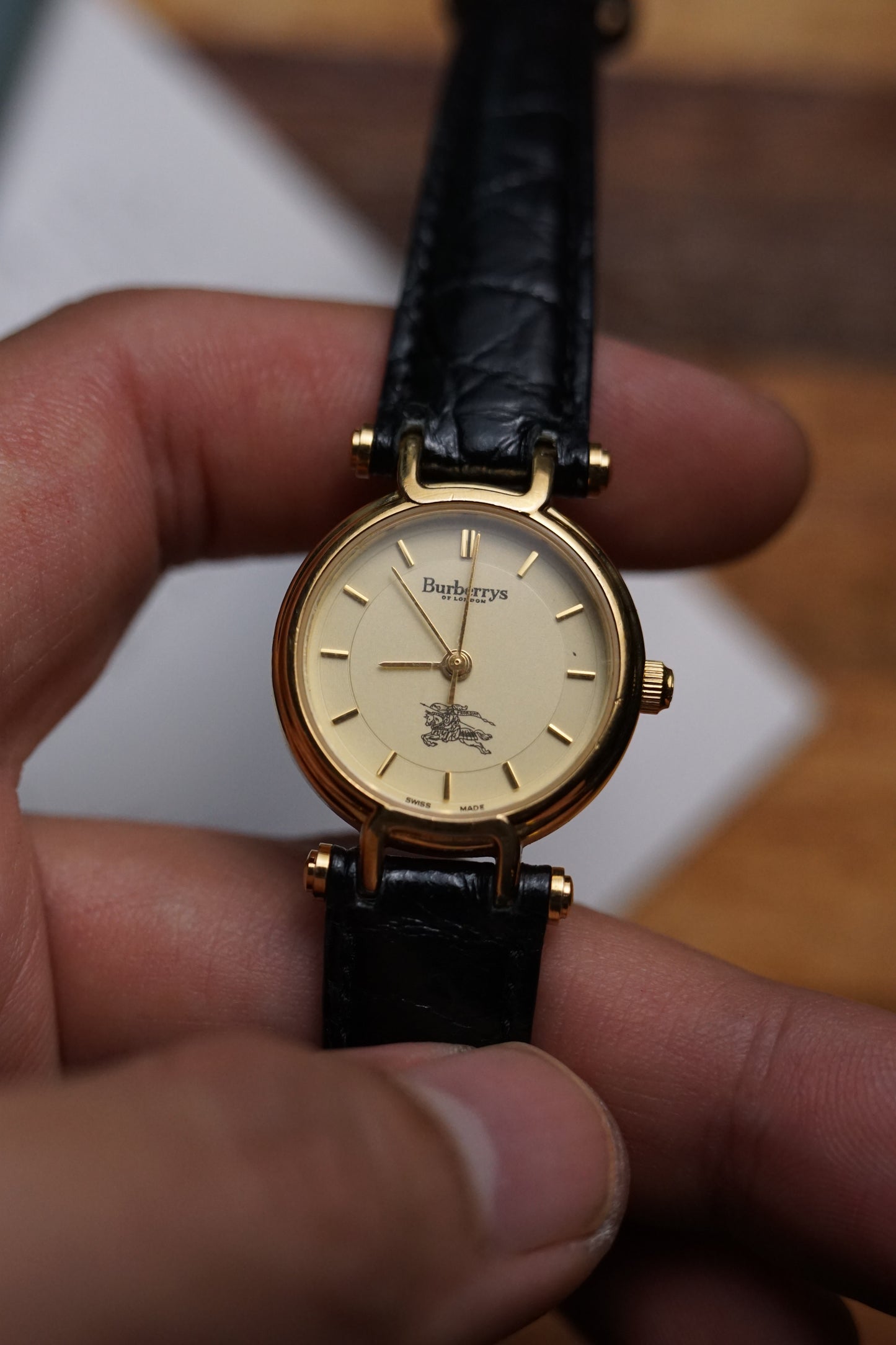 Burberry Ladies T-lugs SWISS MADE with gold index