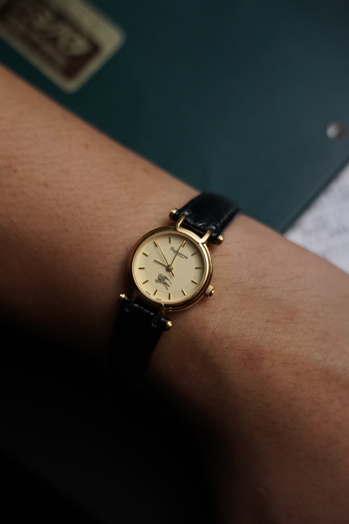 Burberry Ladies T-lugs SWISS MADE with gold index