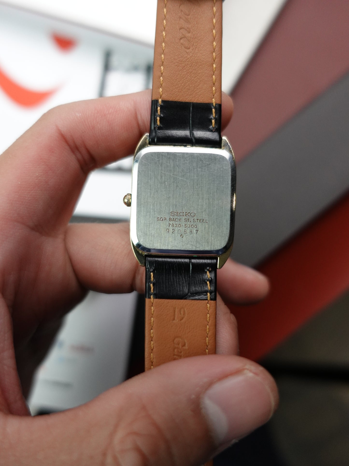 Seiko Quartz Tank Blue texture dial 7830-5000 Circa.1977