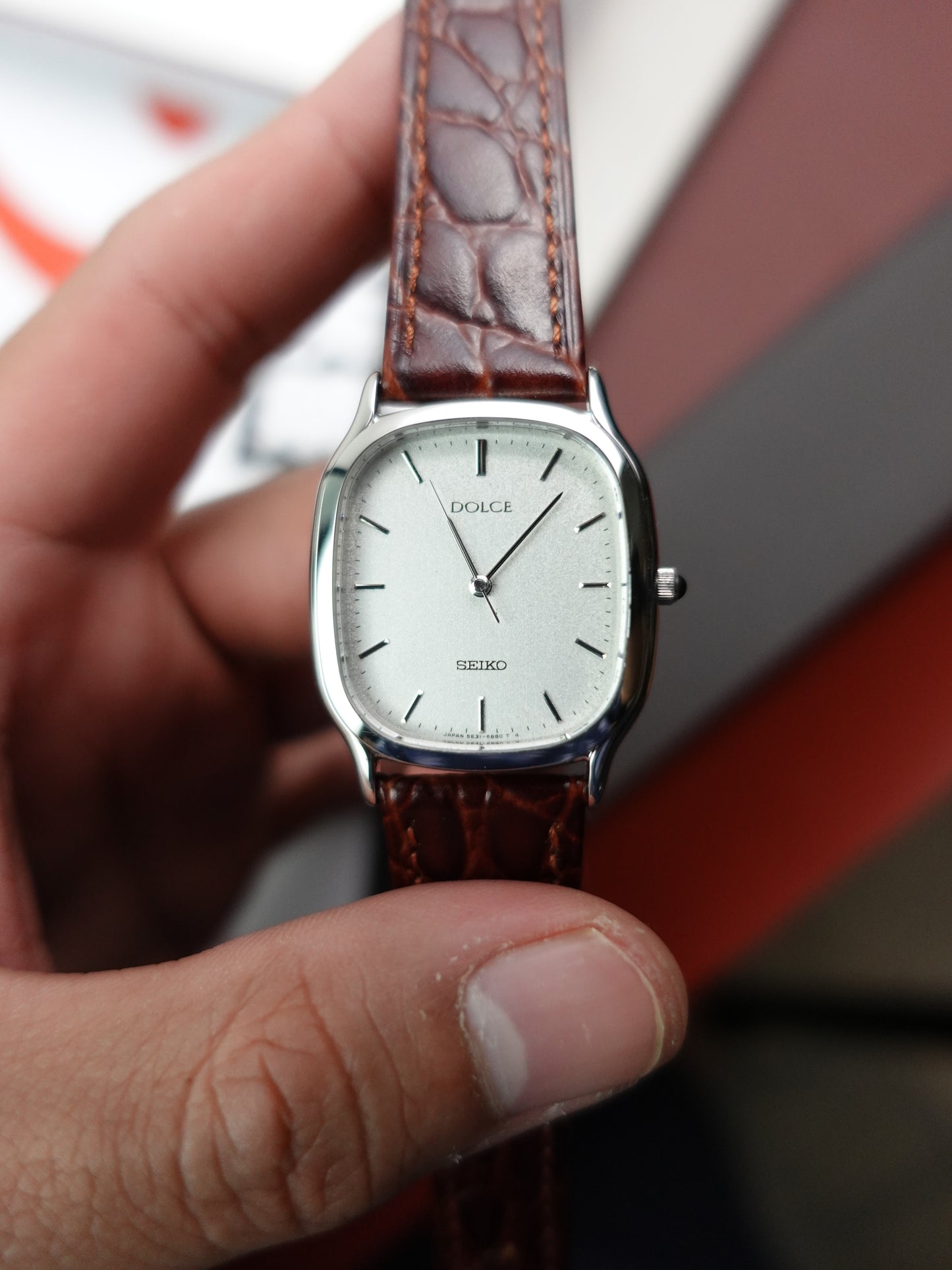 Seiko Dolce oblong tank silver 5E31-5B30 Circa.1994
