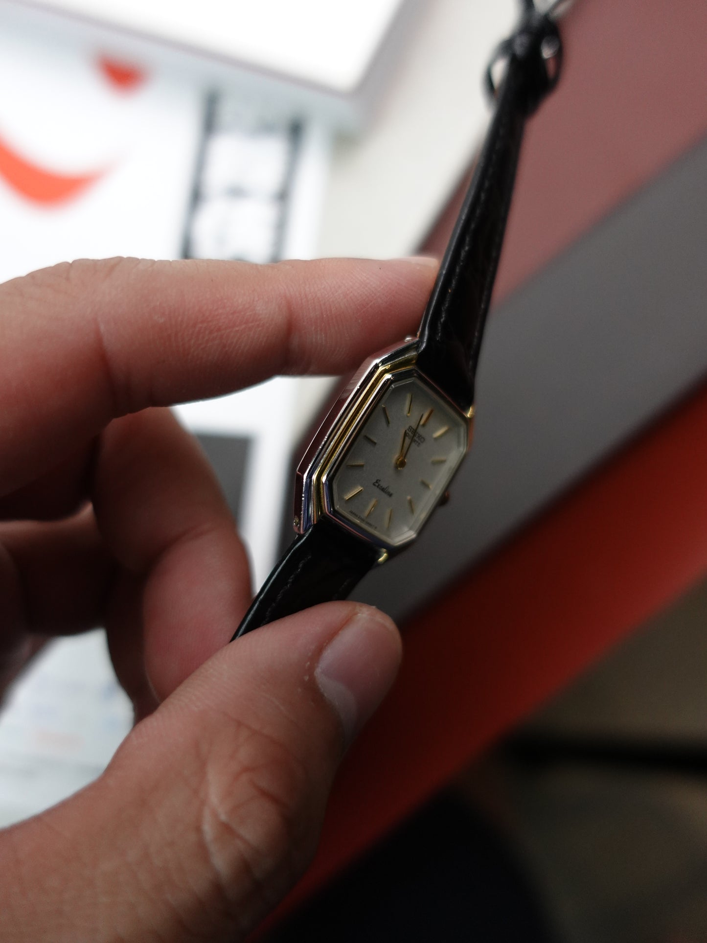 Seiko Exceline Octa Art-deco 2-Tone Palladium Coated Case Circa.1982