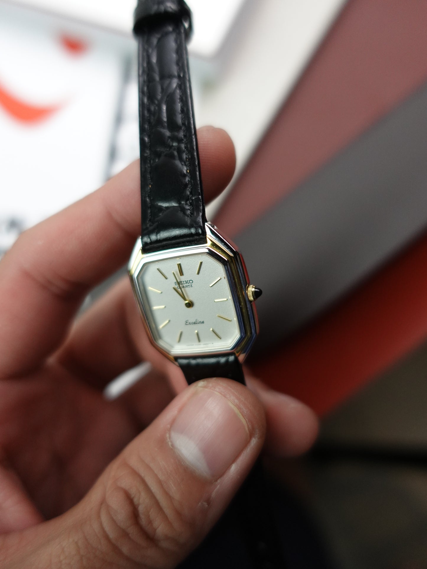 Seiko Exceline Octa Art-deco 2-Tone Palladium Coated Case Circa.1982