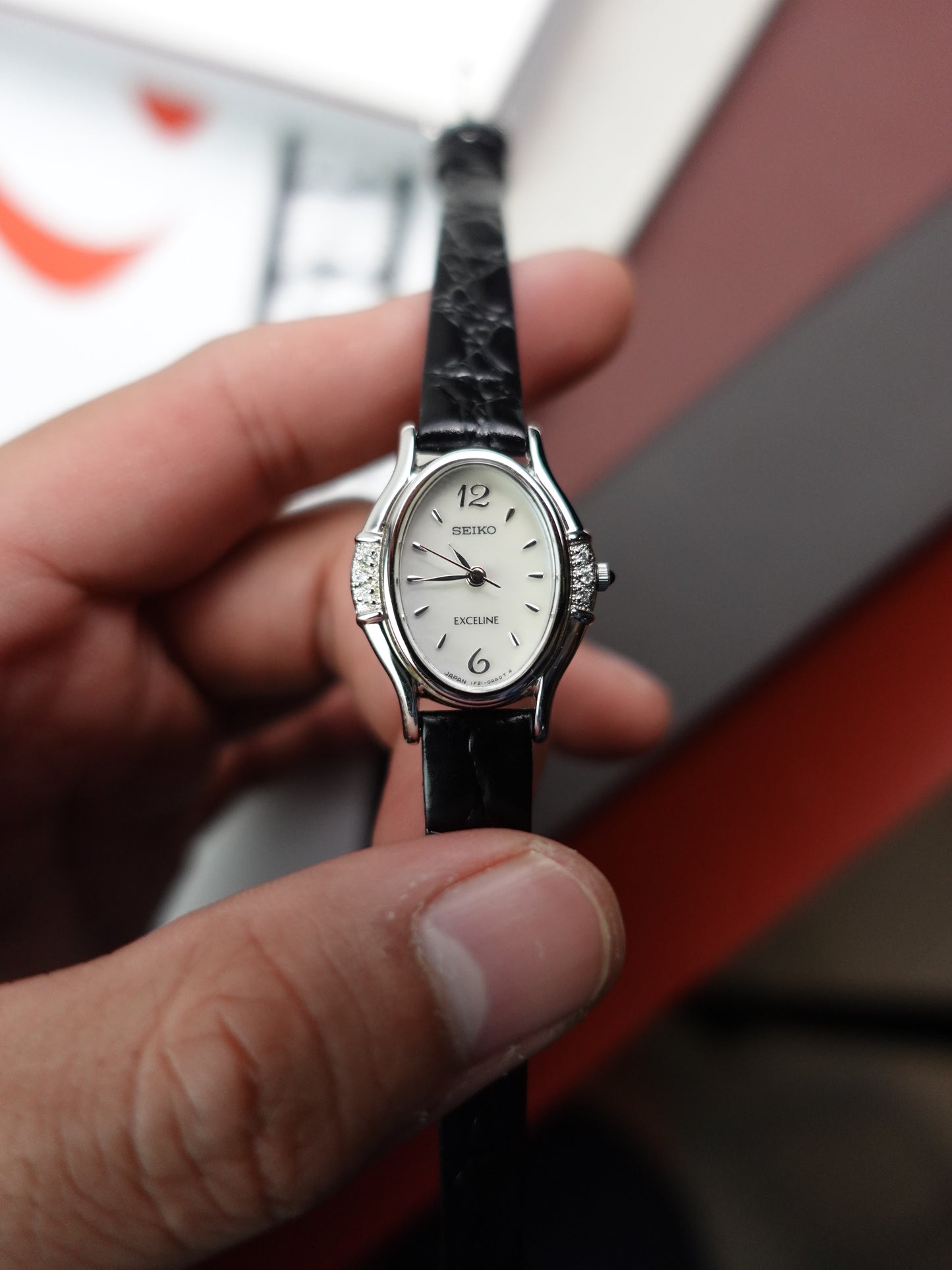 Seiko Exceline Art Deco Diamond Case with Mother of Pearl Dial