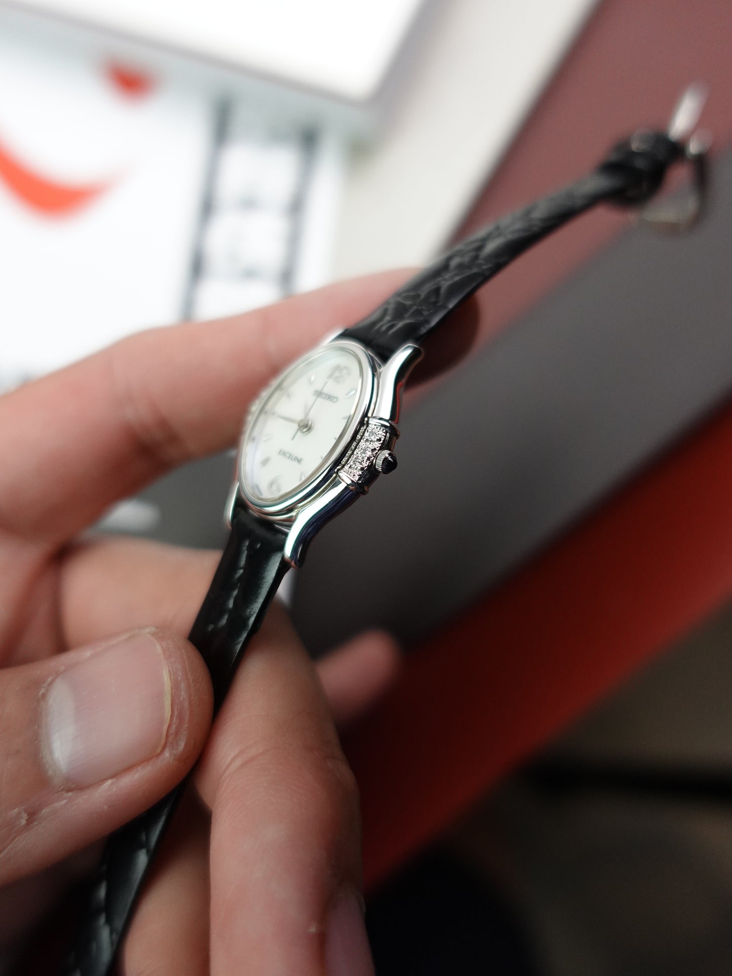 Seiko Exceline Art Deco Diamond Case with Mother of Pearl Dial