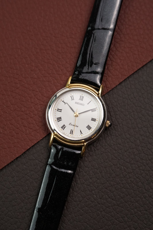 Seiko Exceline 2-tone art deco case 1f21-1b40 Circa.1990