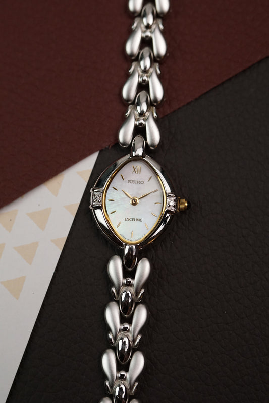 Seiko Exceline Mother of Pearl dial Tear-drop Bracelet 1F20-2J50