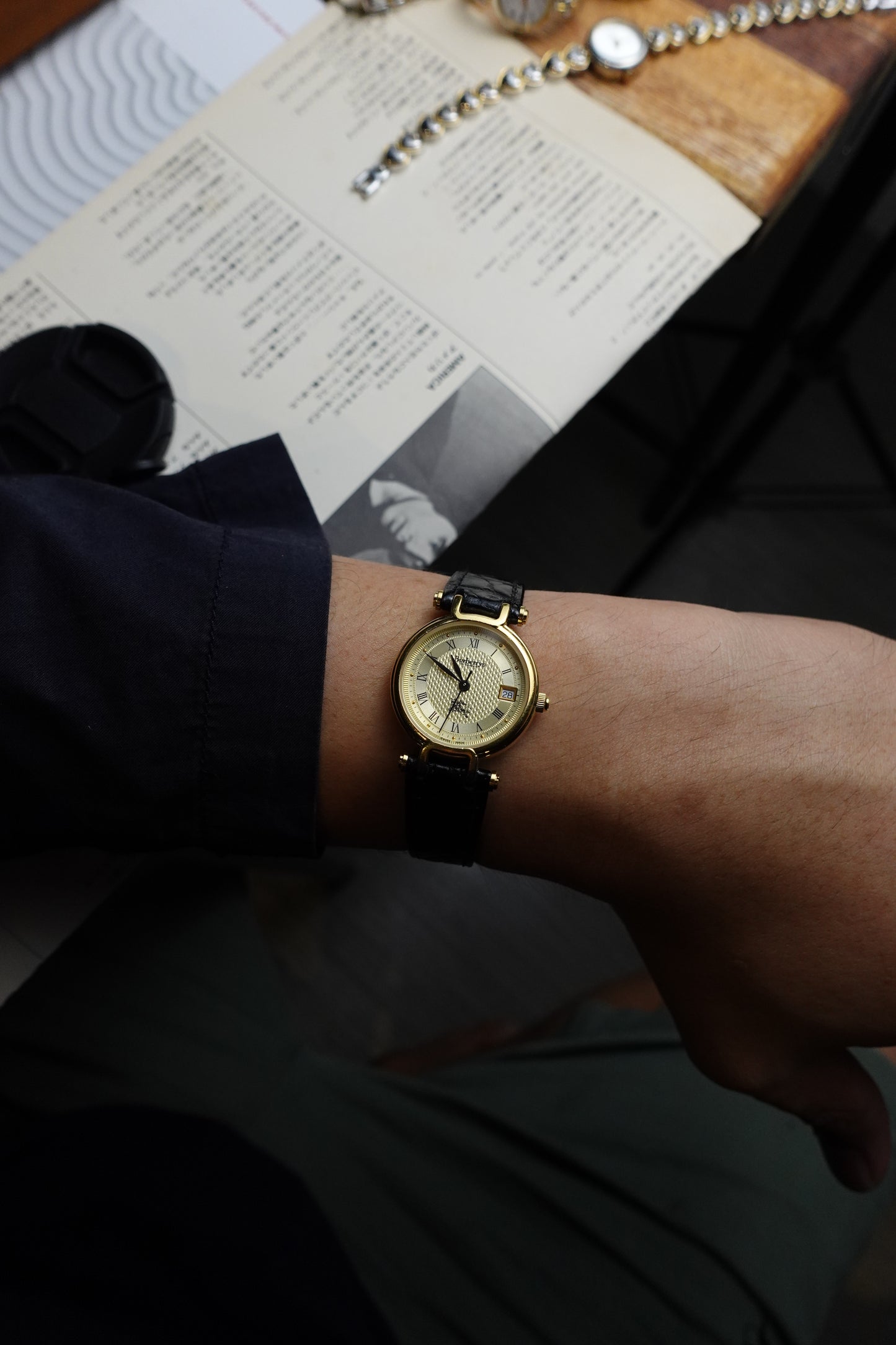 Rare Gold Guilloche Burberry ladies swiss made variation