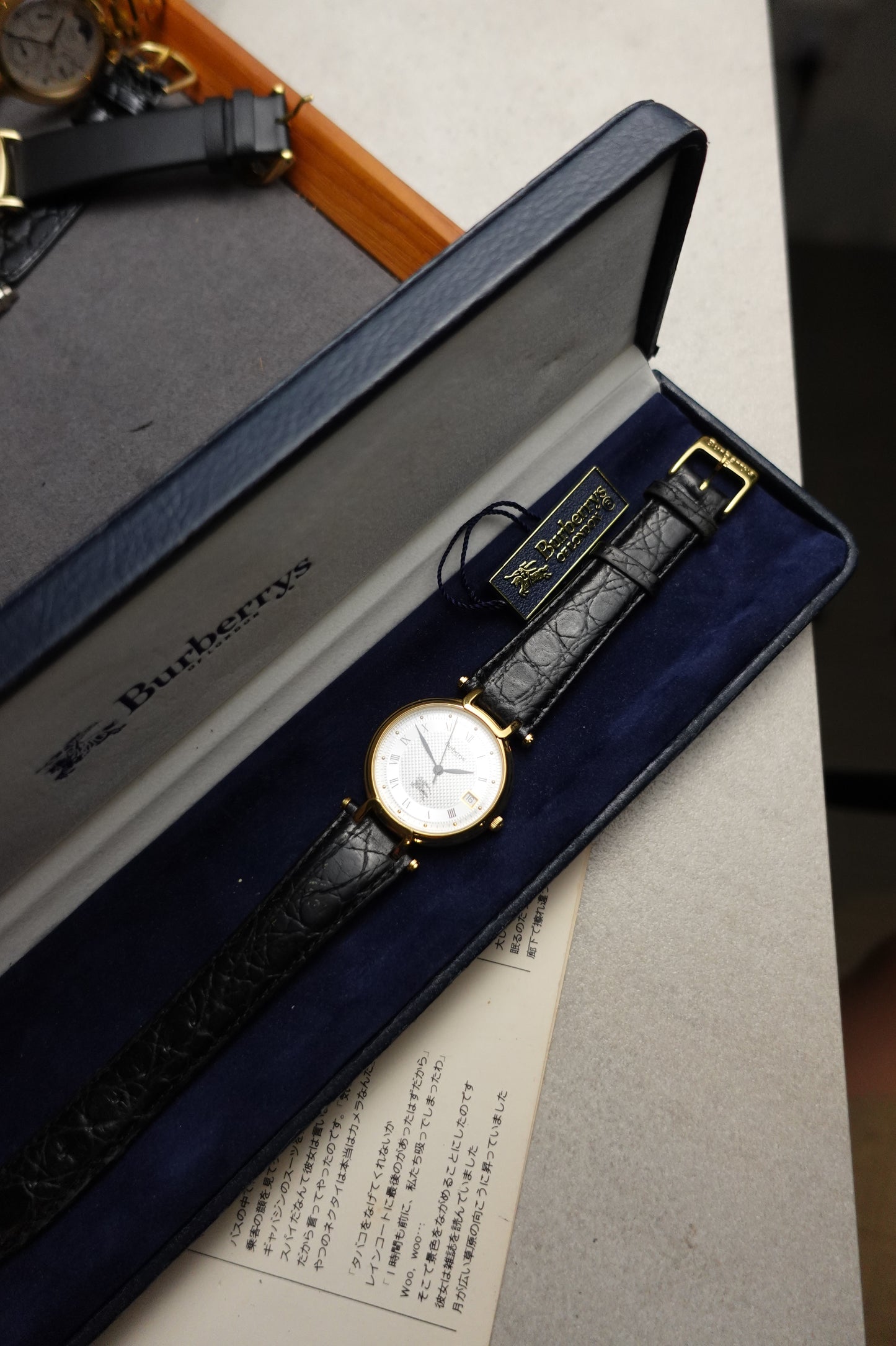 RARE Burberry Classic Guilloche T-lugs Gold swiss made variation
