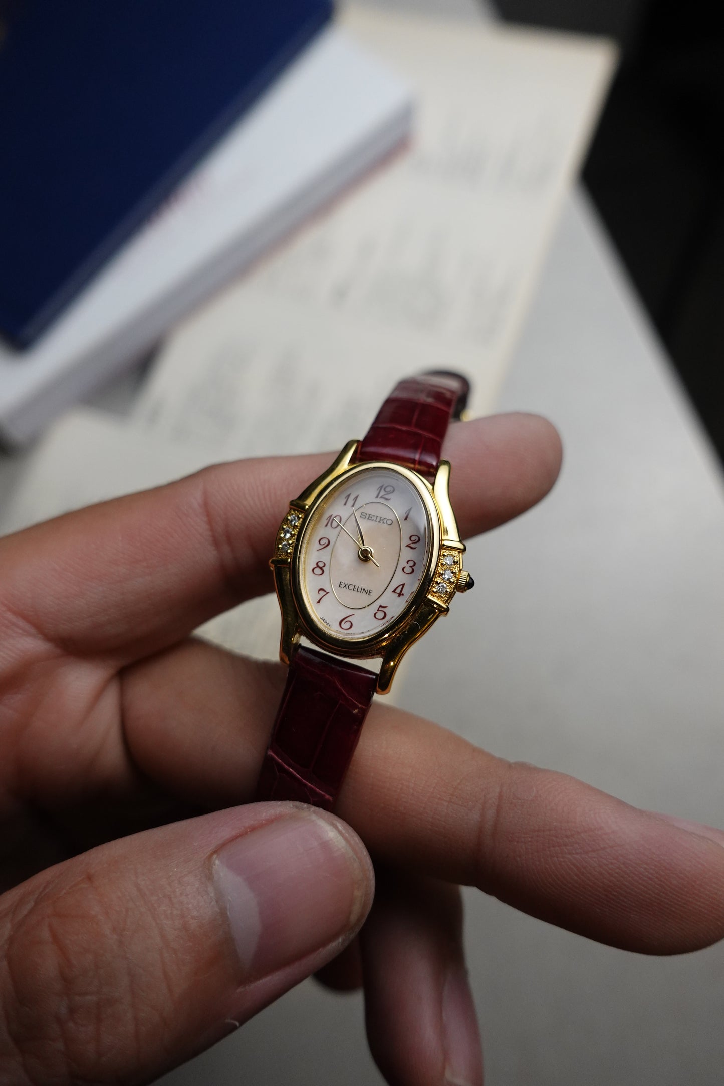 Seiko Exceline Mother of pearl Art Deco Crystal Case with original Box