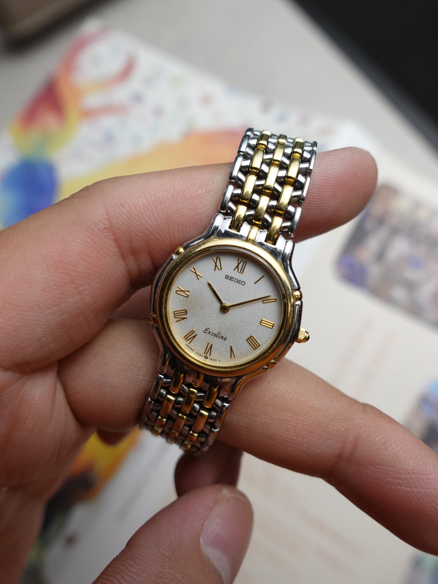 Seiko Exceline Roman Numeral on Spider Weave bracelet #538