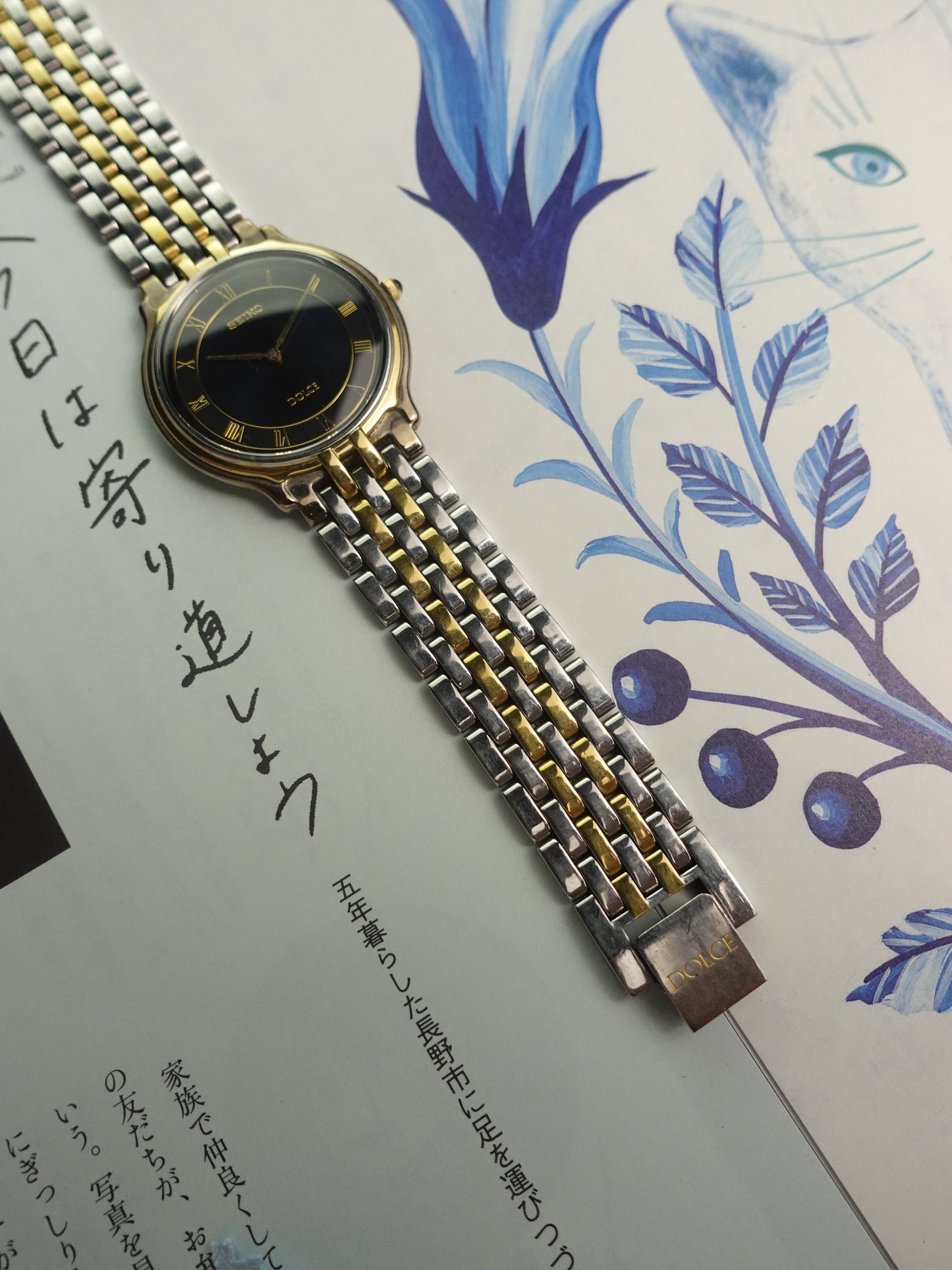Seiko Dolce 2 Tone bracelet with Glossy Dark Blue dial