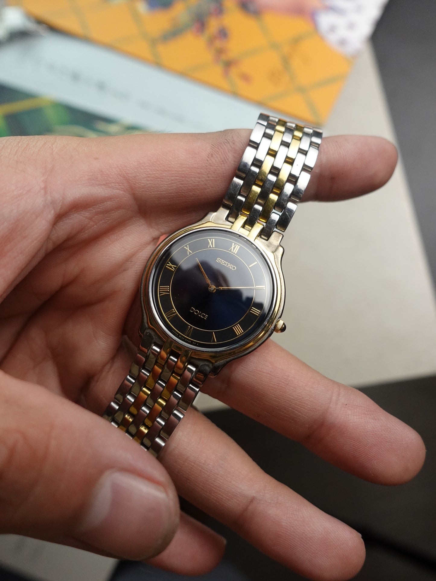 Seiko Dolce 2 Tone bracelet with Glossy Dark Blue dial