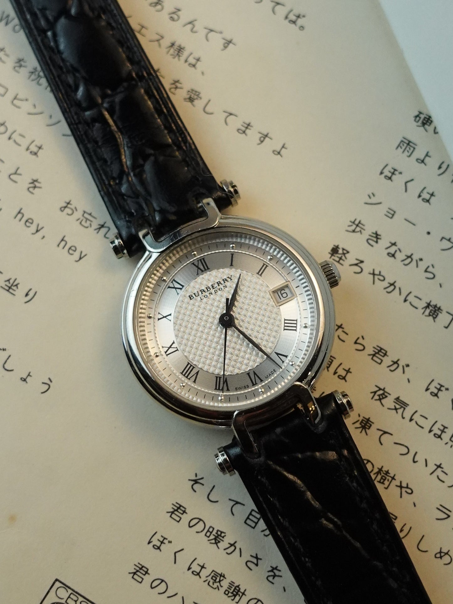 Ladies Burberry Classic Guilloche T-lugs Silver swiss made variation