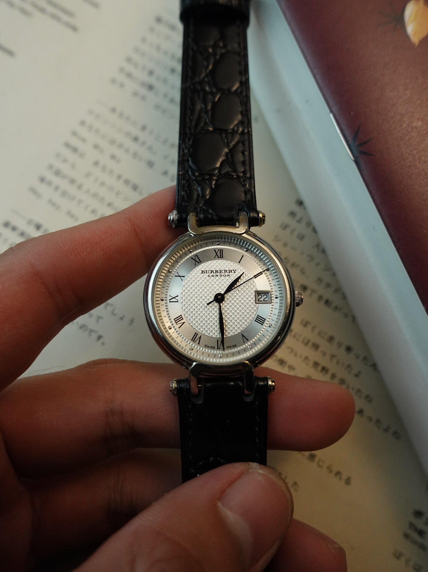 Men's Burberry Classic Guilloche T-lugs Silver swiss made variation