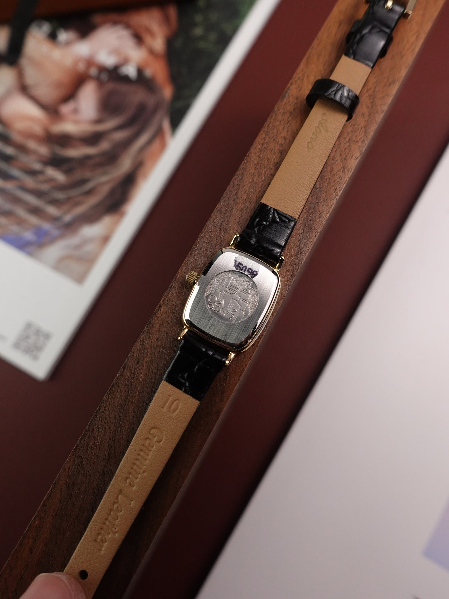Ladies Omega 'Tonneau' Quartz with stamped zig-zag dial