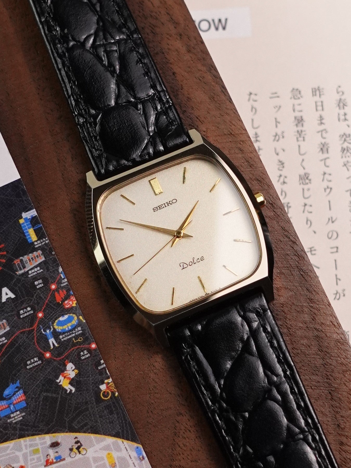 Seiko Dolce Cushion Case with ivory-esque Dial 7741-5100