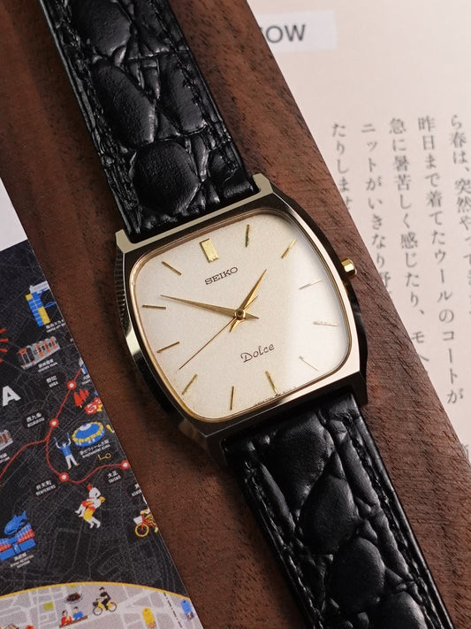 Seiko Dolce Cushion Case with ivory-esque Dial 7741-5100