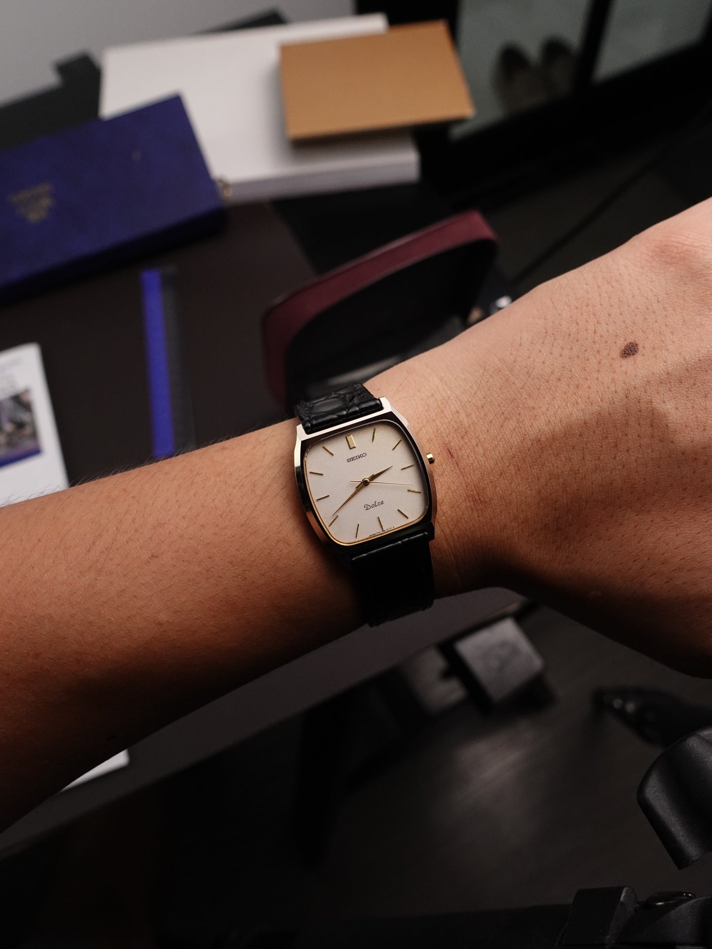 Seiko Dolce Cushion Case with ivory-esque Dial 7741-5100