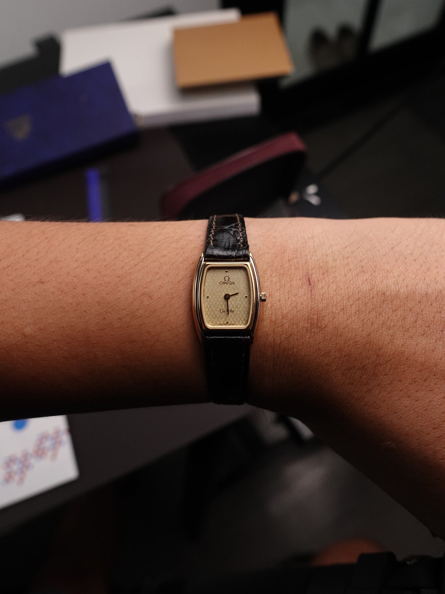 Ladies Omega "tonneau" Quartz with Art Deco Dial