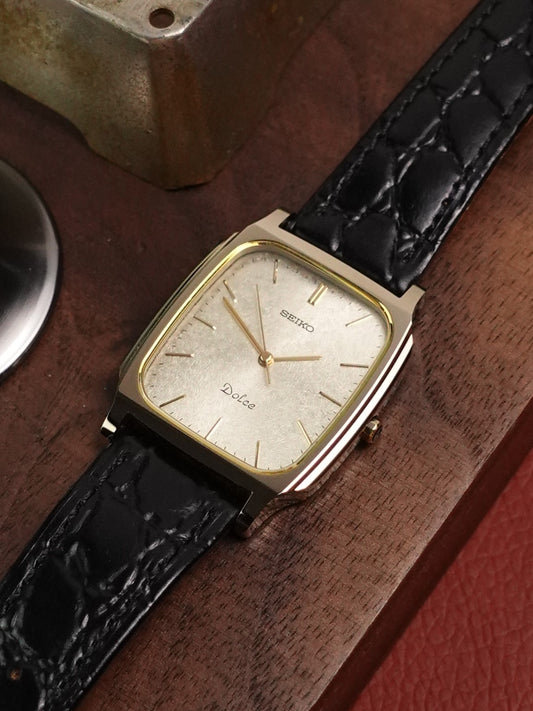 Seiko Dolce “step case” 8N41-5070 scratch resistent tungsten carbide case.