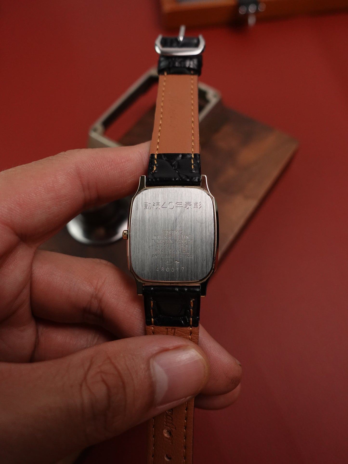 Seiko Dolce “step case” 8N41-5070 scratch resistent tungsten carbide case.