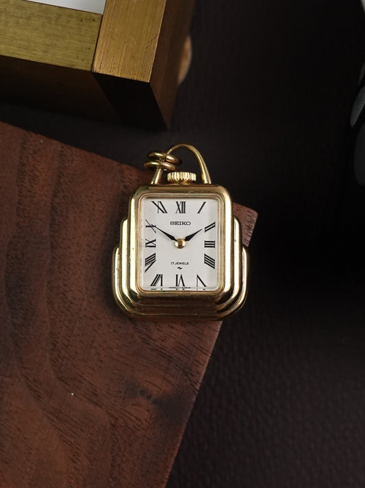 Seiko Art-Deco case pendant Necklace Manual winding