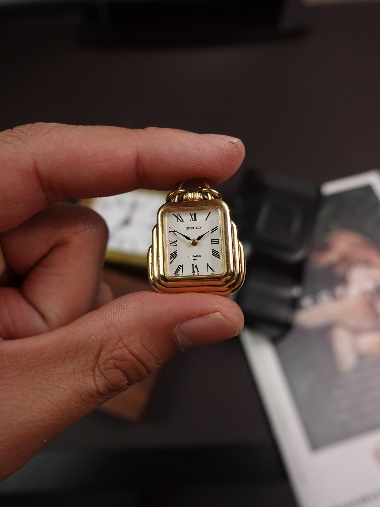Seiko Art-Deco case pendant Necklace Manual winding