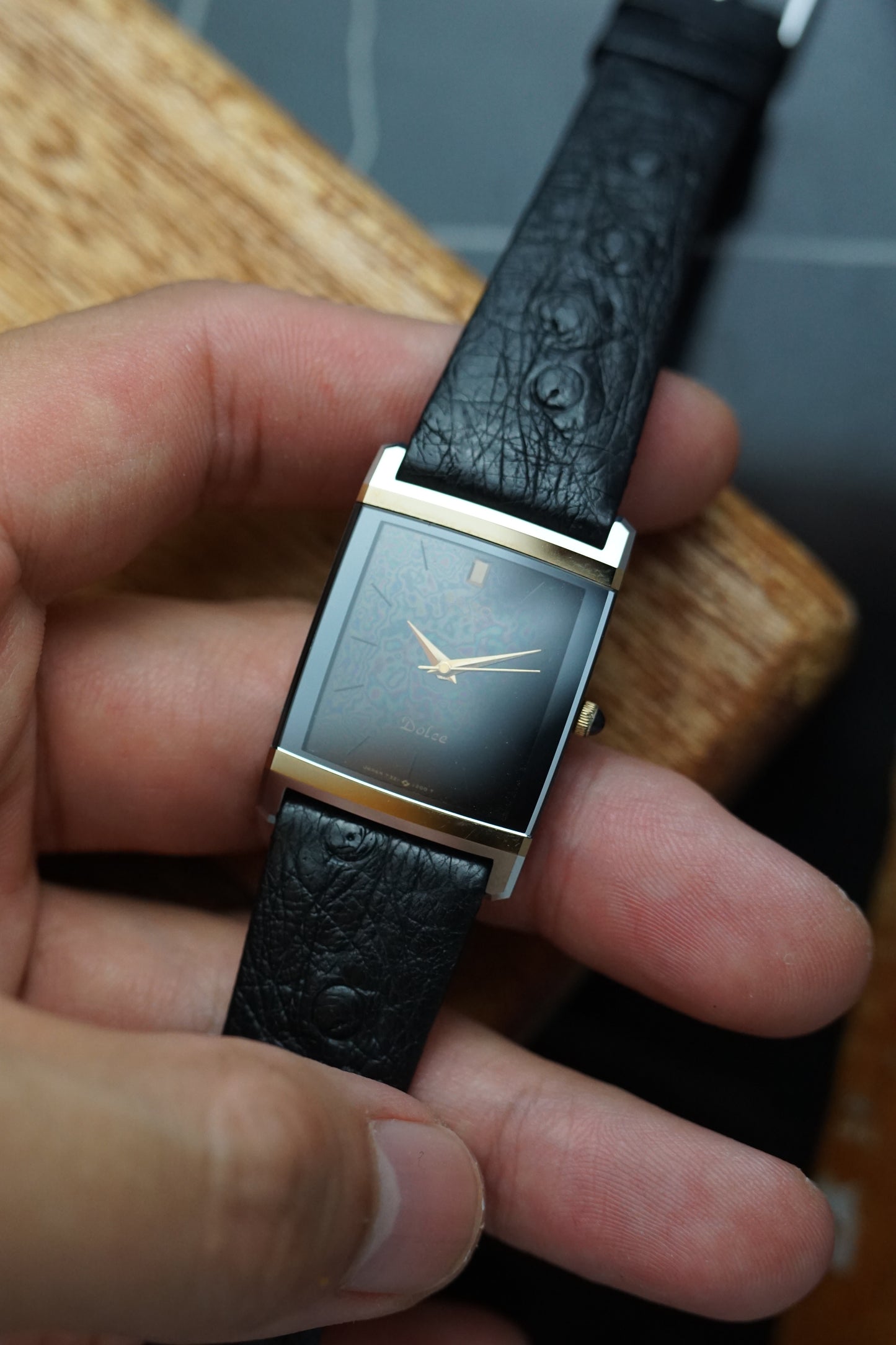 Seiko Dolce Scratch resistent case with rare black dial variation